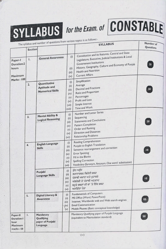 Punjab Police Constable Recruitment Book 2026 – District & Armed Cadre Paper I & II | Swarn Guide(language punjabi)